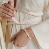 Bratara cu perle naturale și inimioare din mother of pearl cu închidere din argint DiAmanti  254-104B-G